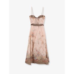 Alchemy silk and linen blend midi dress with all-over floral print