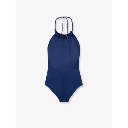 Aster one-piece swimsuit in shiny nylon with bead detail