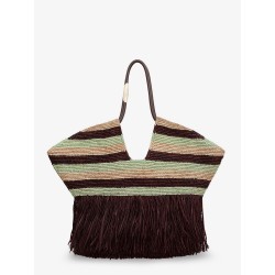 Golden Time rafia shoulder bag with fringe