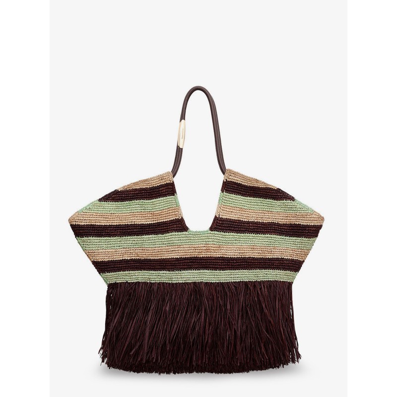 Golden Time rafia shoulder bag with fringe