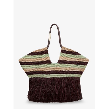 Golden Time rafia shoulder bag with fringe
