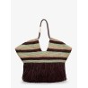 Golden Time rafia shoulder bag with fringe