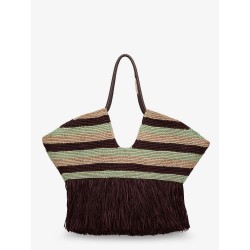 Golden Time rafia shoulder bag with fringe