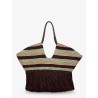 Golden Time rafia shoulder bag with fringe