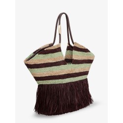 Golden Time rafia shoulder bag with fringe