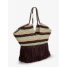 Golden Time rafia shoulder bag with fringe