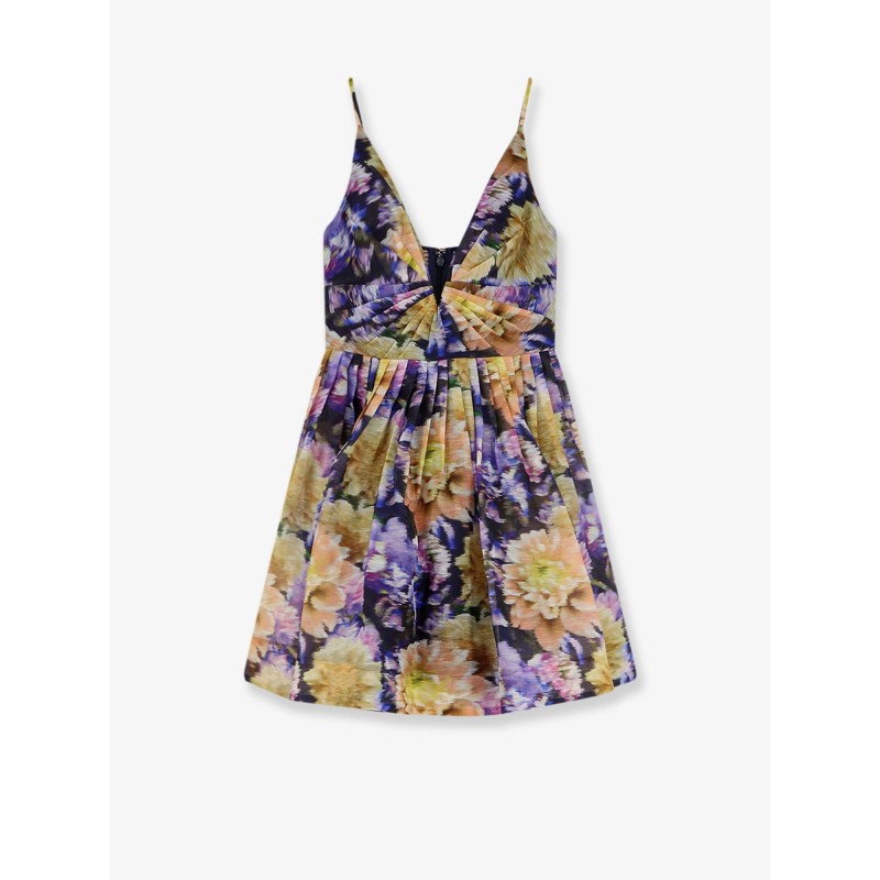 Luna silk and linen blend dress with all-over floral print