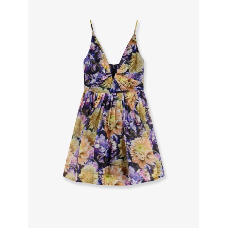 Luna silk and linen blend dress with all-over floral print
