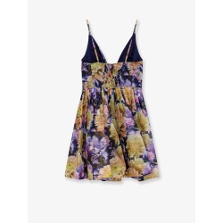 Luna silk and linen blend dress with all-over floral print