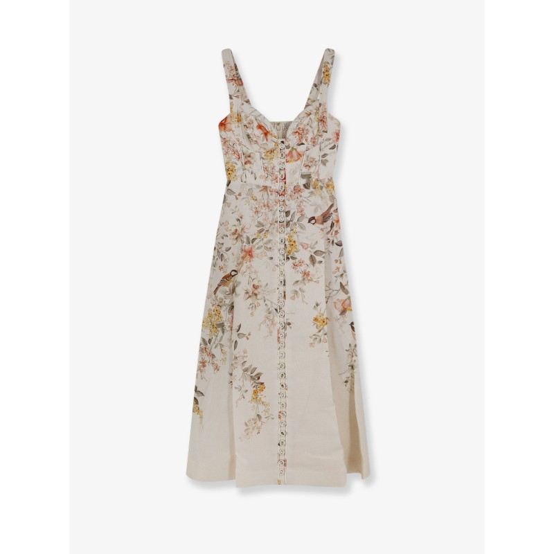 Luna linen midi dress with all-over floral print