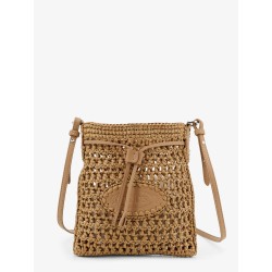 Raffia bucket bag with crochet motif