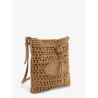 Raffia bucket bag with crochet motif