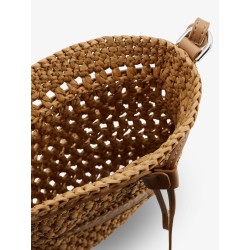 Raffia bucket bag with crochet motif