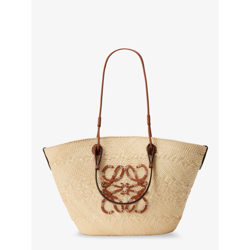 Paula's Ibiza leather and iraca palm shoulder bag