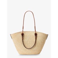 Paula's Ibiza leather and iraca palm shoulder bag