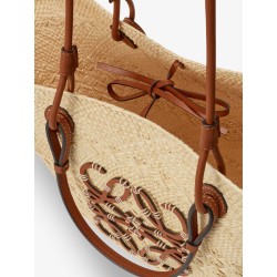 Paula's Ibiza leather and iraca palm shoulder bag