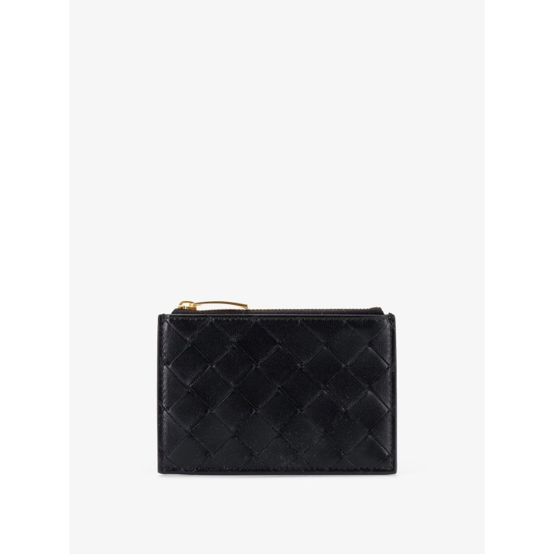 Leather card holder with Intrecciato motif