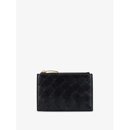 Leather card holder with Intrecciato motif