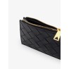 Leather card holder with Intrecciato motif