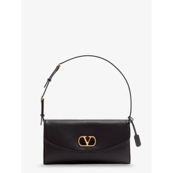 DeVain Leather Shoulder Bag with Metal VLogo Signature