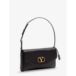 DeVain Leather Shoulder Bag with Metal VLogo Signature