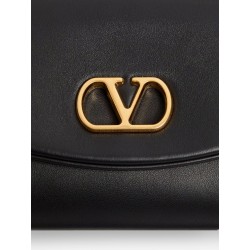 DeVain Leather Shoulder Bag with Metal VLogo Signature