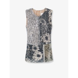 Patchwork top with sequins embroidery