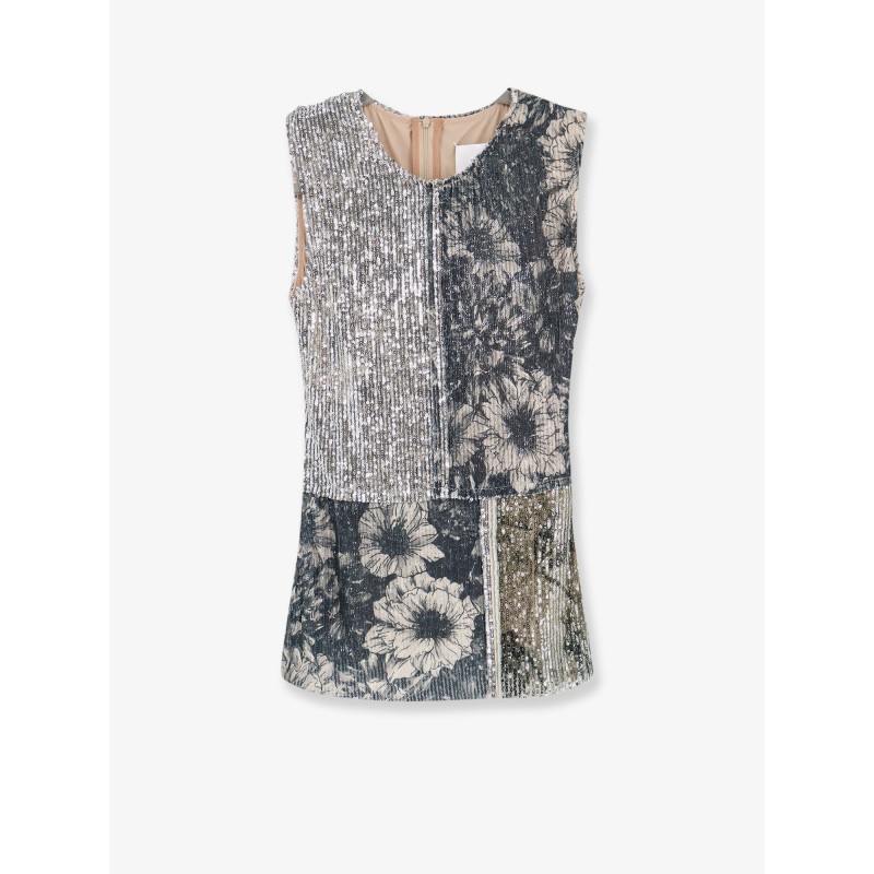 Patchwork top with sequins embroidery