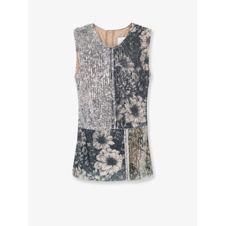Patchwork top with sequins embroidery