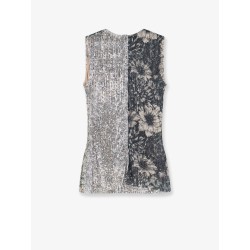 Patchwork top with sequins embroidery