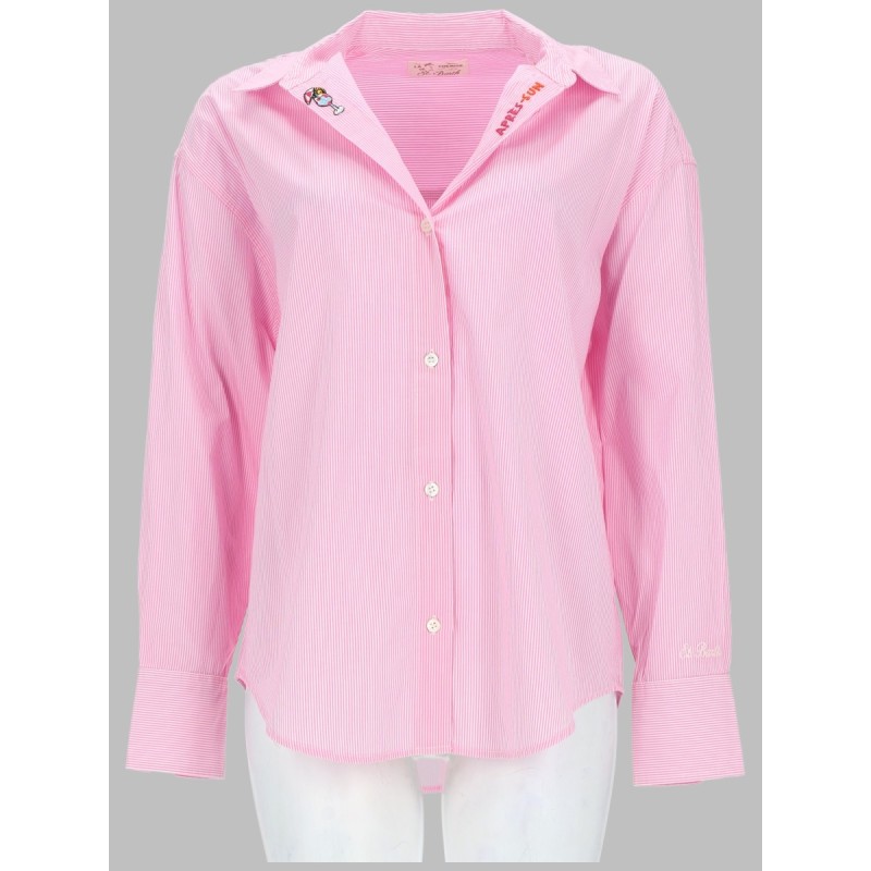 CAMICIA A RIGHE CON RICAMO