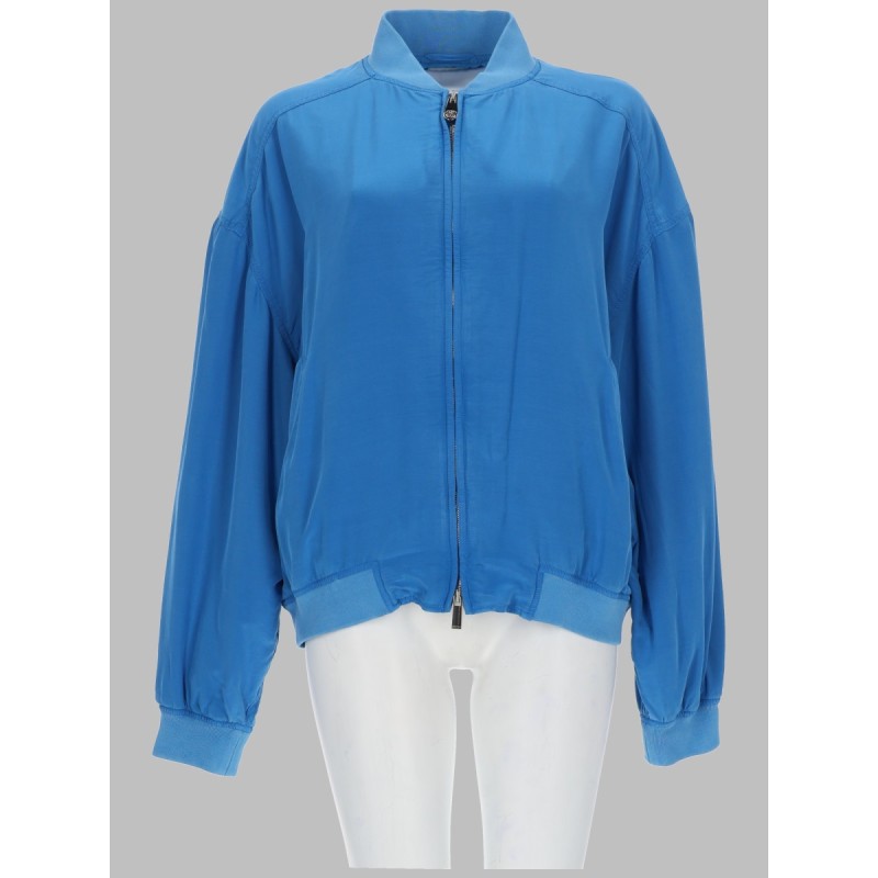 BLOUSON CON ZIP IN POPELINE DI SETA