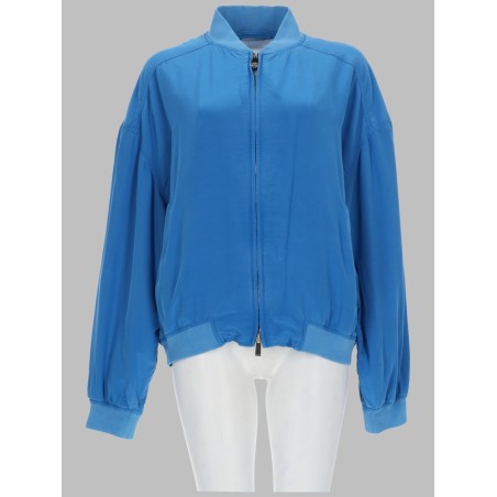 BLOUSON CON ZIP IN POPELINE DI SETA