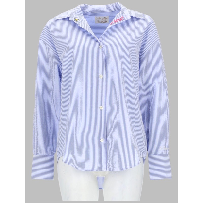 CAMICIA A RIGHE CON RICAMO
