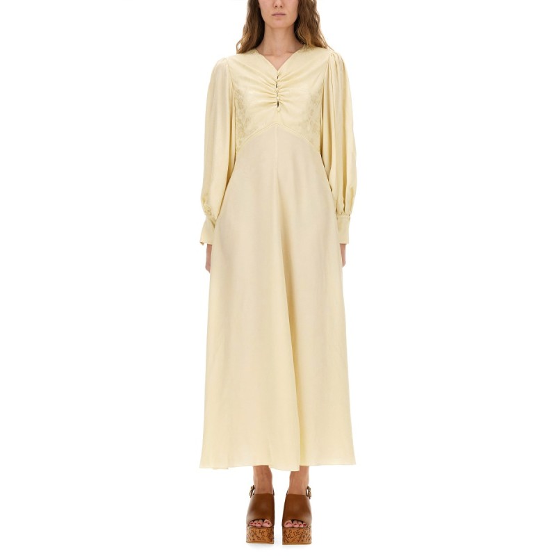 RUCHED SILK DRESS