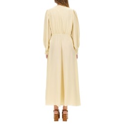 RUCHED SILK DRESS