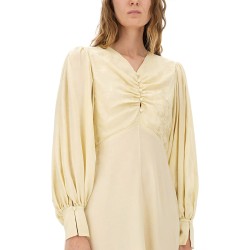 RUCHED SILK DRESS