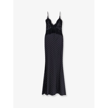 Polka-dots satin long dress