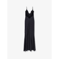 Polka-dots satin long dress