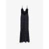Polka-dots satin long dress