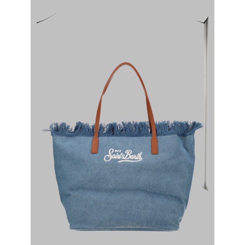 BORSA "CITY" IN DENIM CON FRANGE