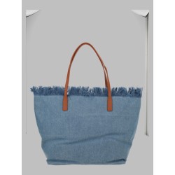 BORSA "CITY" IN DENIM CON FRANGE