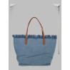 BORSA "CITY" IN DENIM CON FRANGE