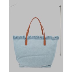 BORSA "CITY" IN DENIM CON FRANGE
