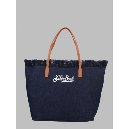 BORSA "CITY" IN DENIM CON FRANGE