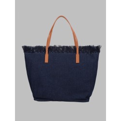 BORSA "CITY" IN DENIM CON FRANGE