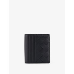 Leather card holder with Intrecciato motif