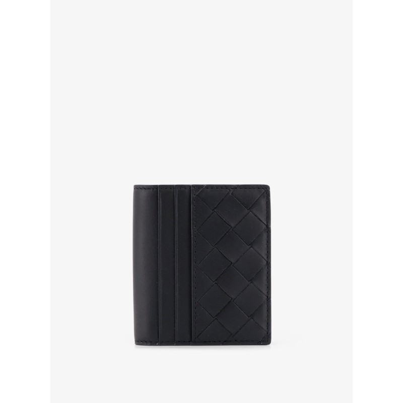 Leather card holder with Intrecciato motif