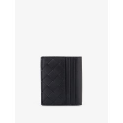 Leather card holder with Intrecciato motif