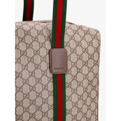 GG Supreme Fabric and leather travel bag with Web detail